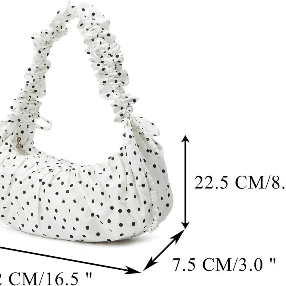 Polka Dot Crossbody Bag Women Polyester 14x8 Inches Adjustable Strap